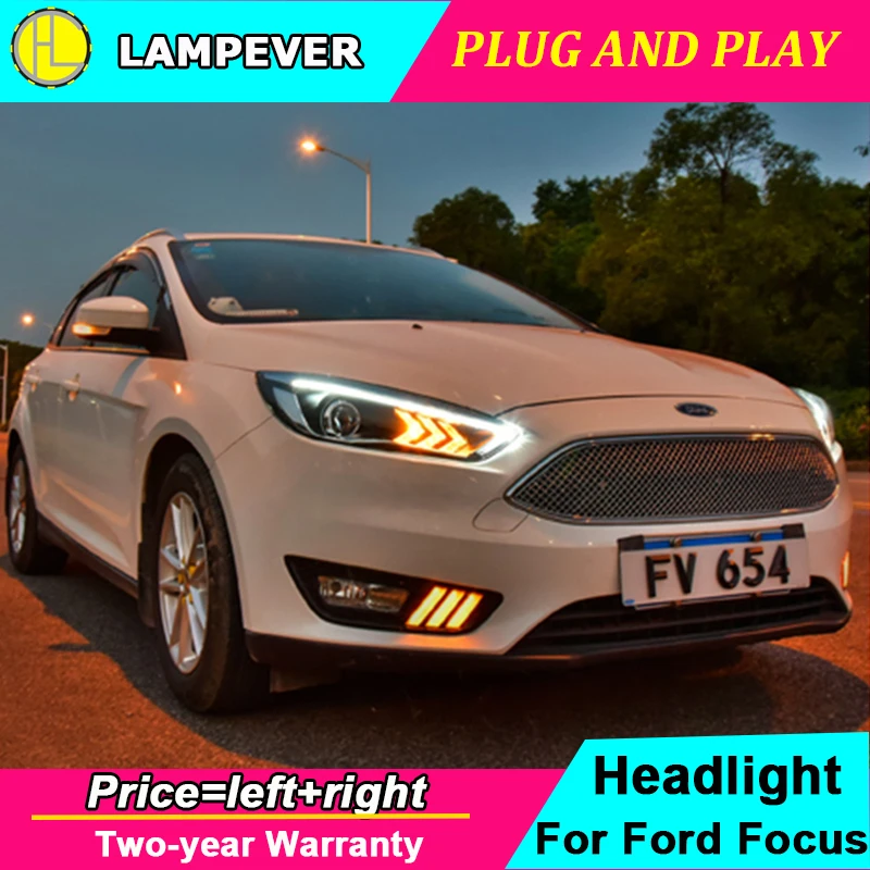 Автомобильные фары для F ord Focus 2015-2018 новая фокусировка DRL динамический сигнал