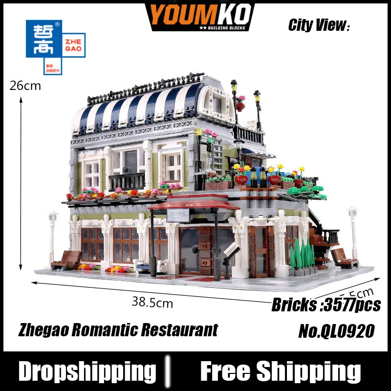 

Zhegao QL0920 City View Series Romantic Restaurant Building Blocks 3577pcs Bricks Toys For Gift Educations Model Sets