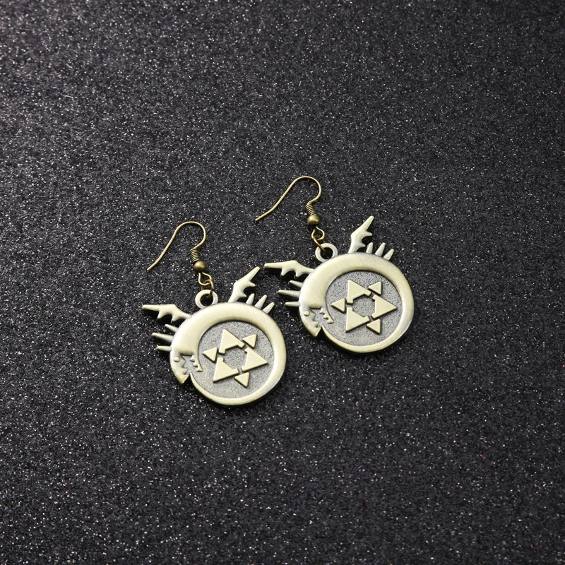 Цельнометаллические серьги-капли Alchemist для женщин и мужчин аниме ювелирные