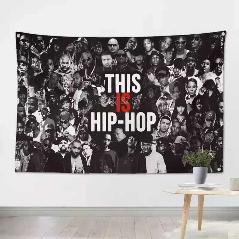 

THIS IS HIP-HOP Large Rock Flag Banners Four-Hole Wall Hanging Painting Bedroom Studio Party Music Festival Background Decor