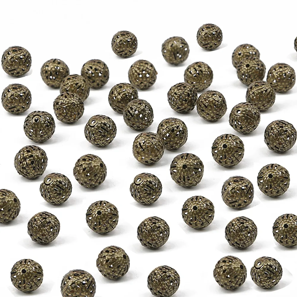 4/6/8/10 мм золото/родий/Бронзовый полый шар цветок металлические бусины Свободные
