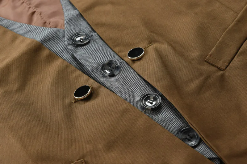 

Free Shipping Fall Men's Fake Two-Piece Check Color Slim Slim Vest Plus Size Men's V-Neck Vest Suit Vest MJ139