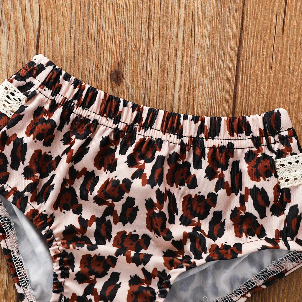 Детский комплект бикини с леопардовым принтом для девочек летний купальный