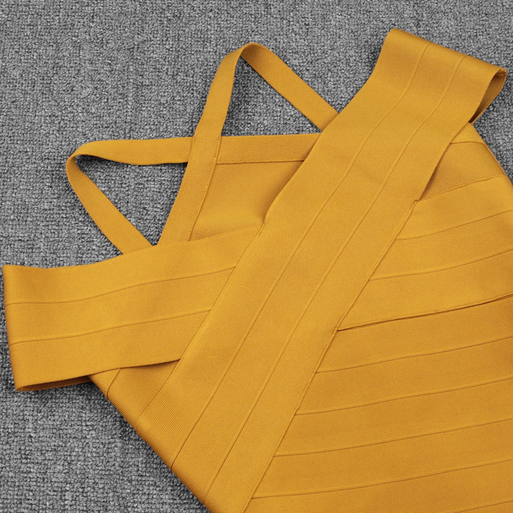 

Ocstrade Dress Bandage 2020 New Arrival Women Yellow Sexy Off Shoulder Bandage Dress Bodycon Celebrity Club Evening Party Dress