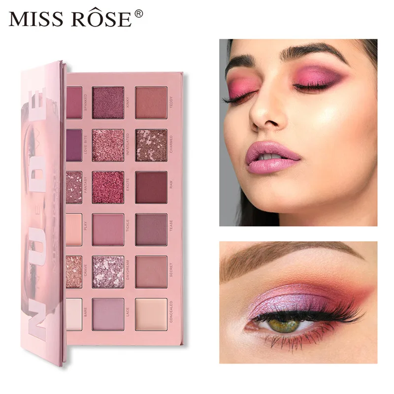 Miss Rose тени для век Pallete 18 цветов красочный мерцающий матовый перламутровый телесный водонепроницаемый профессиональный Палитра теней для век тени для век