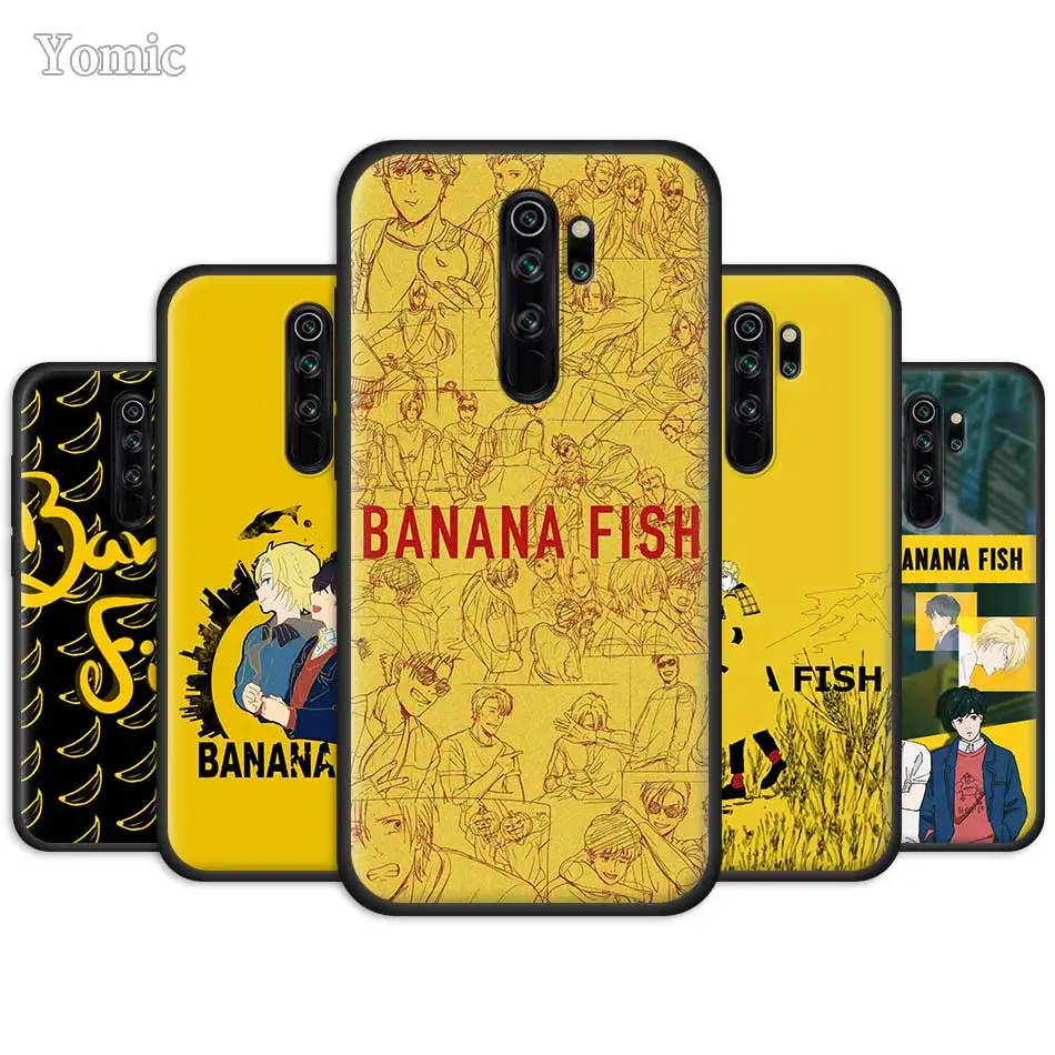 Чехол Yomic с рисунком банана и рыбы для Xiaomi Черный силиконовый чехол телефона 8T 8 7 8A