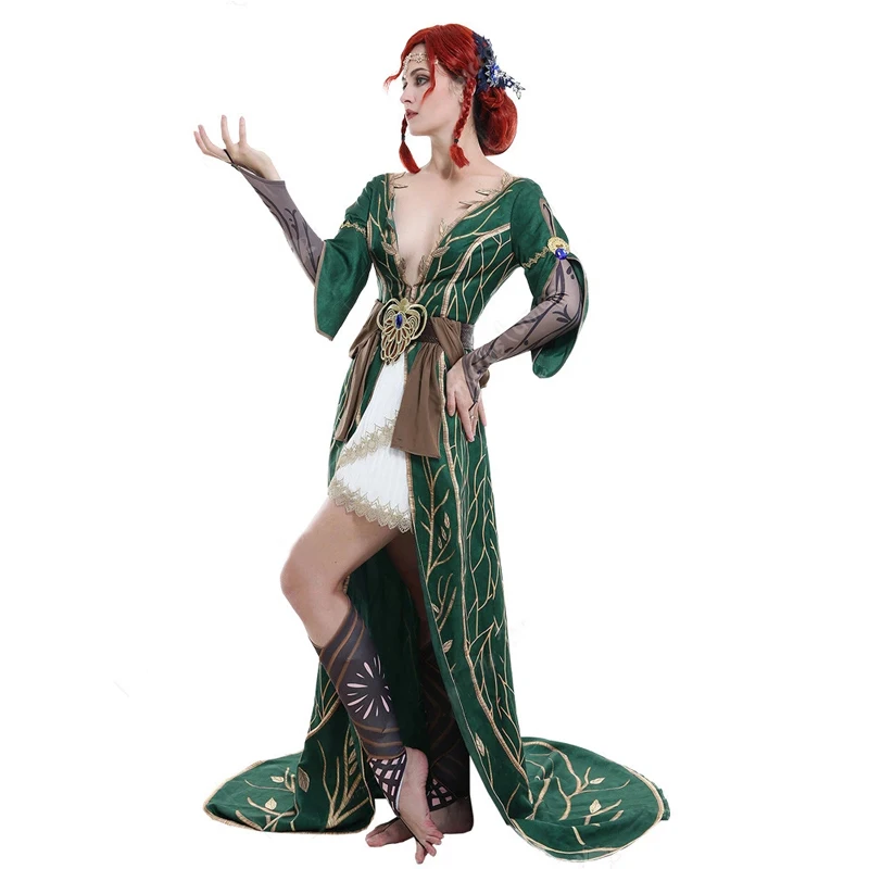 Triss Merigold Alternative Look DLC Outfit Cosplay Costume Dress Robe |