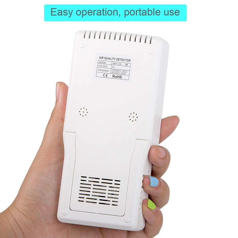 

Air Quality Monitor Air Quality Tester for CO2 Formaldehyde TVOC PM2.5/PM10 Multifunctional Air Gas Detector Real Time