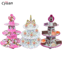 cyuan unicorn party supplies cupcakes holder unicorn cake stand candy cake display stand baby shower kids 1st birthday cake deco