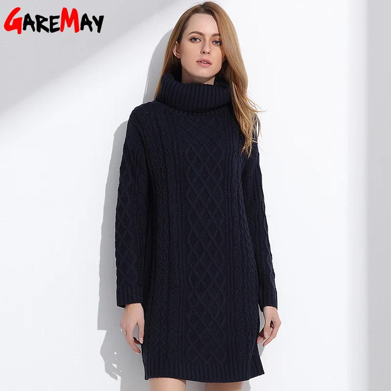 Женский свитер GAREMAY пуловер с высоким воротником женское платье-свитер длинные