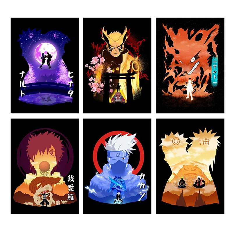 

Anime Character Poster Naruto Kakashi Sasuke Frameless Canvas Painting Mural Living Room Bedroom Home Wall Decoration Kids Gift