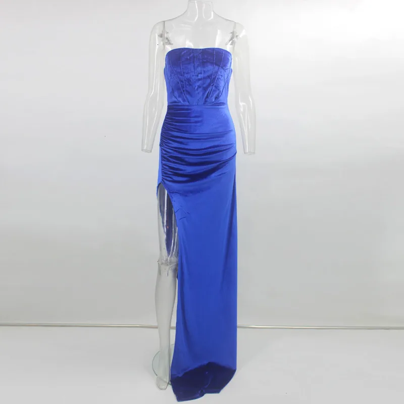 Женское бархатное платье Fuedage длинное облегающее с разрезом без бретелек