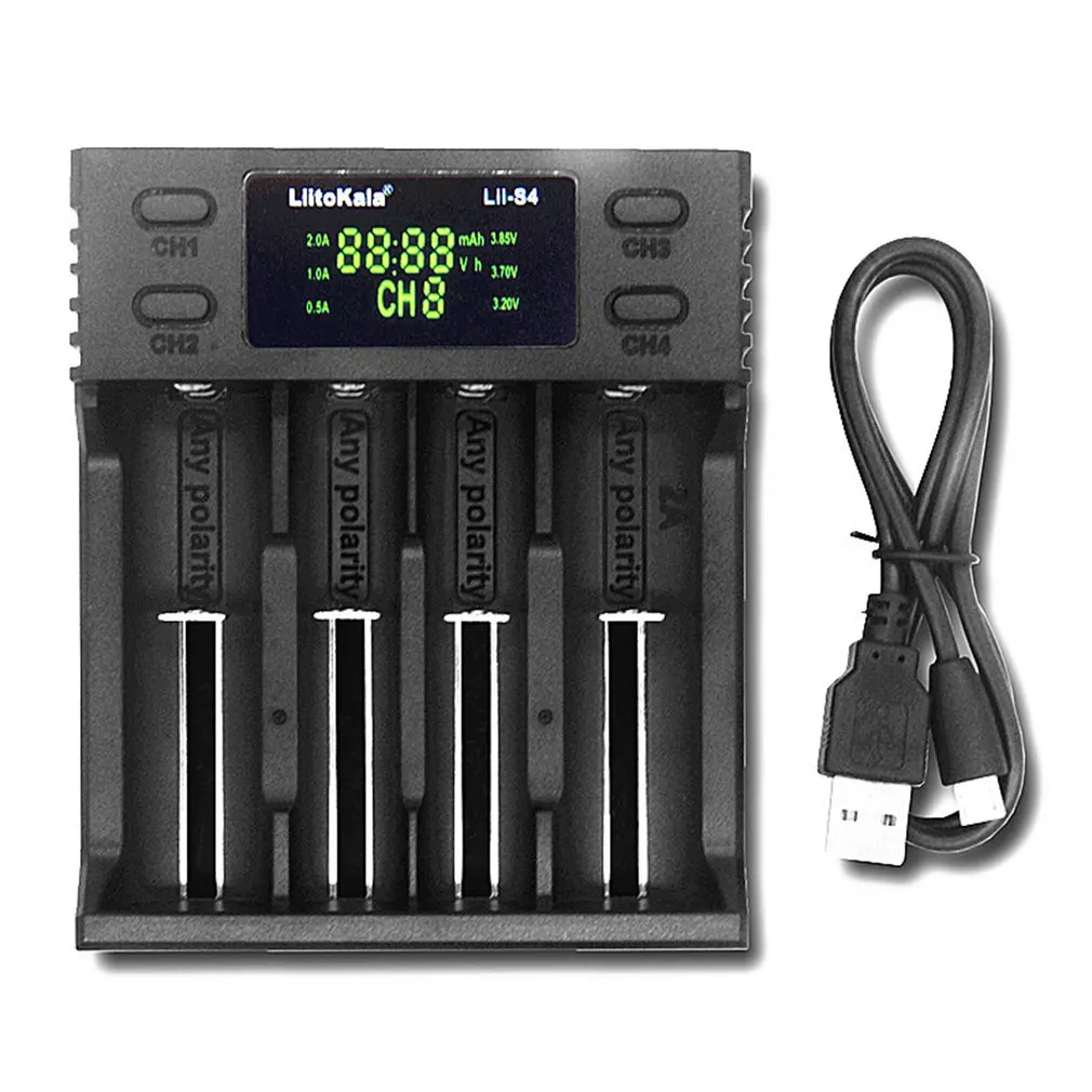 

Liitokala Lii-S1 S2 S4 18650 LCD Display Charger 26650 21700 4 Slots NiMH li-ion Battery Smart Universal Battery Charger