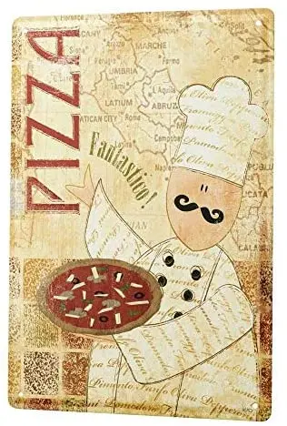

Bernice Tin Sign Food Restaurant Decoration Pizza Bakers Metal Plate 8X12