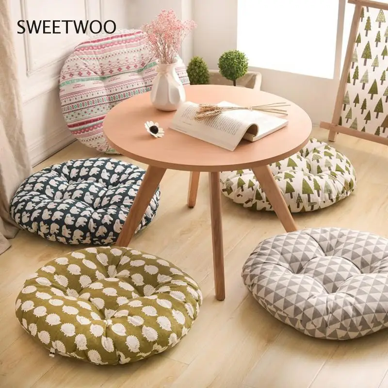 

Round Shape 2 Size Seat Cushion Silk Cotton Core Cotton Polyester Tatami Cushion Pillow Home Decoration Car Soft Sofa Cushion