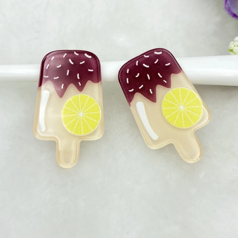 

100Pcs Hot sale Acrylic Lovely Mixed fruit flavored popsicle Flatback Cabochon Scrapbook Kawaii DIY Embellishments Accessories