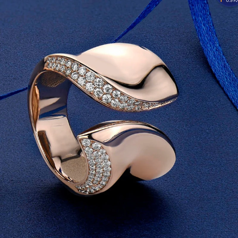 Классическое Золотое металлическое циркониевое кольцо современный