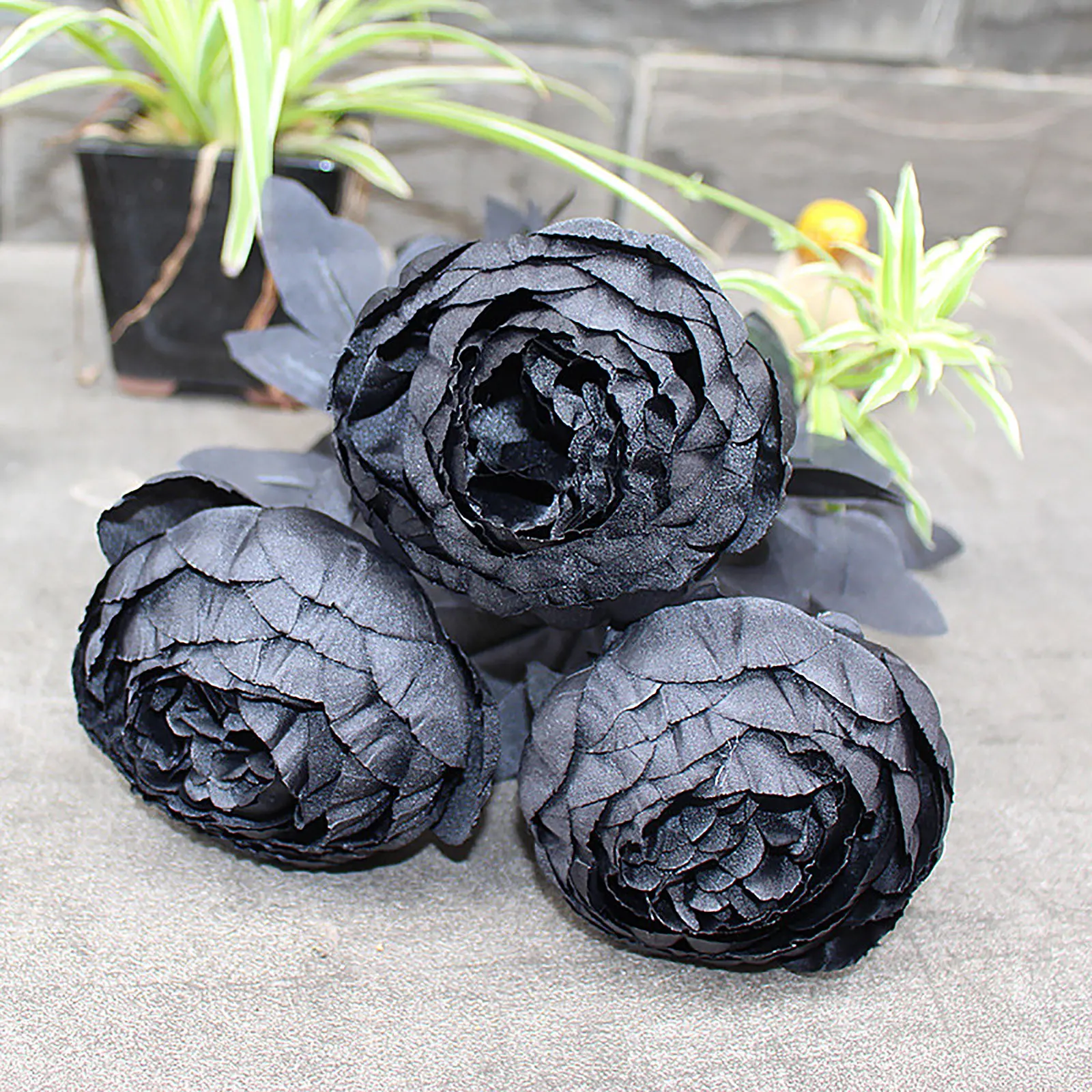 Винтажные элегантные черные искусственные одиночные пионы ветки тюльпаны цветы