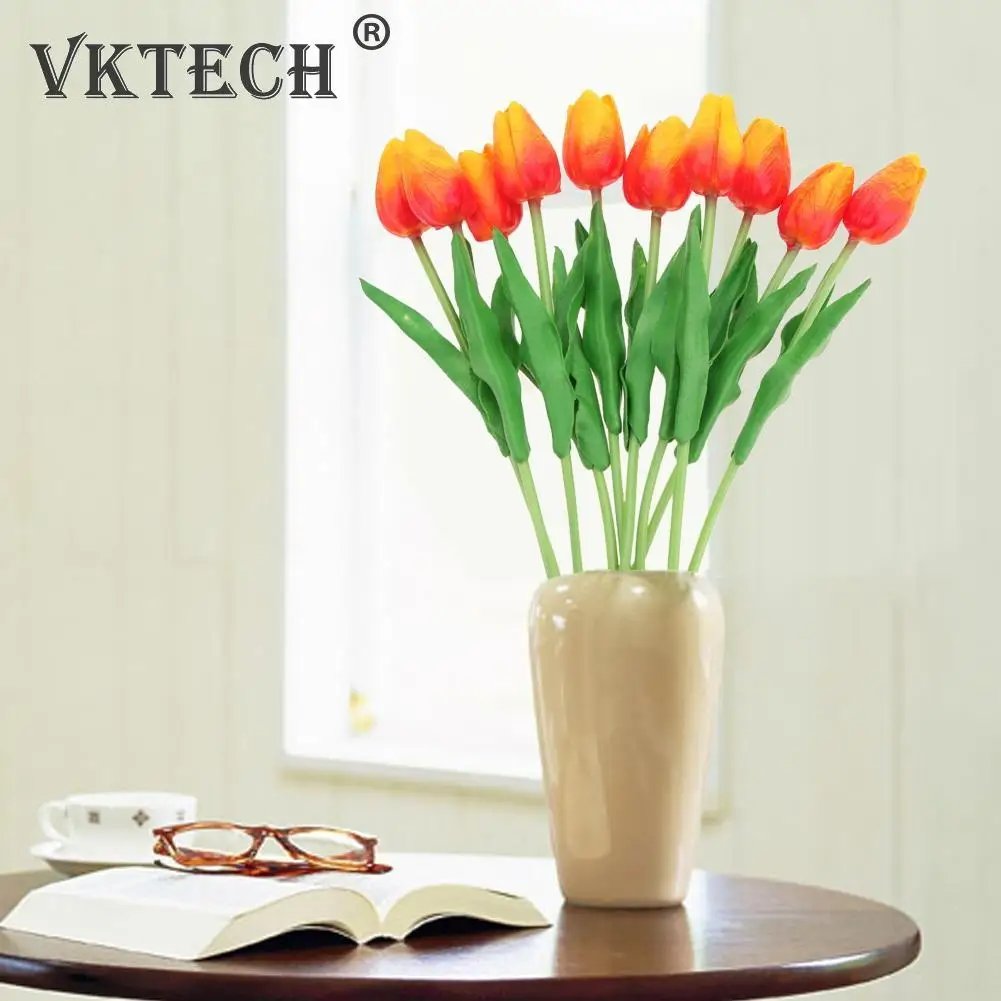 

10pcs/lot PU Single Small Silk Tulips Artificial Silk Tulips Flores Bouquets Flowers for House Wedding Decoration Flower