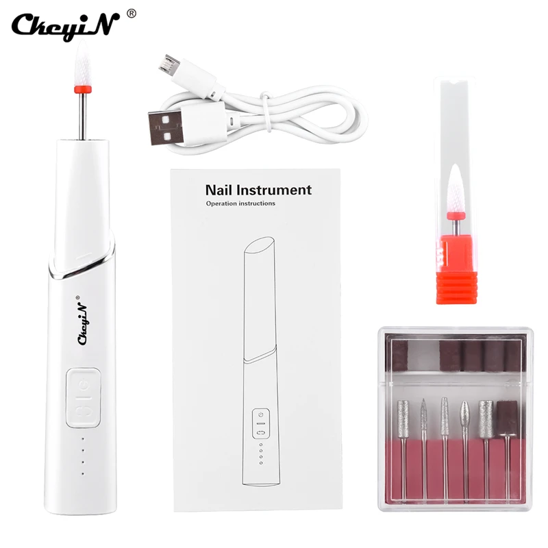 

CkeyiN Electric Nail Drill Kit Portable Manicure Pedicure Tools Professional USB rechargeable Nail Gel Polisher with 4 Speeds