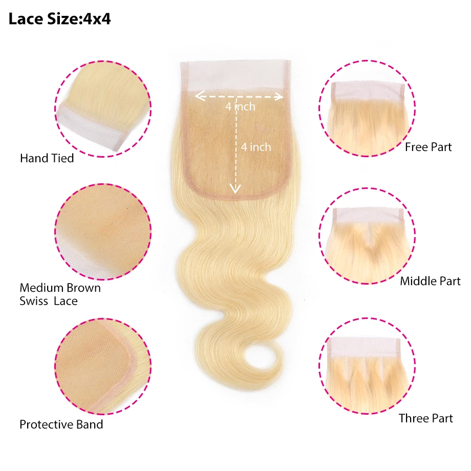 613 блонд пучки с застежкой волнистые пряди бразильские человеческие волосы Remy