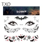 Тату-наклейка TXD с ужасами на Хэллоуин, наклейка на лицо, паук, паутина, шрам, тату, для Хэллоуина, карнавала, вечеринки, макияжа, водная переводка