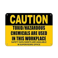 caution toic chemicals used in workplace tin sign art wall decorationvintage aluminum retro metal sign