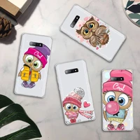 cute animal owl phone case transparent for samsung galaxy a71 a21s s8 s9 s10 plus note 20 ultra