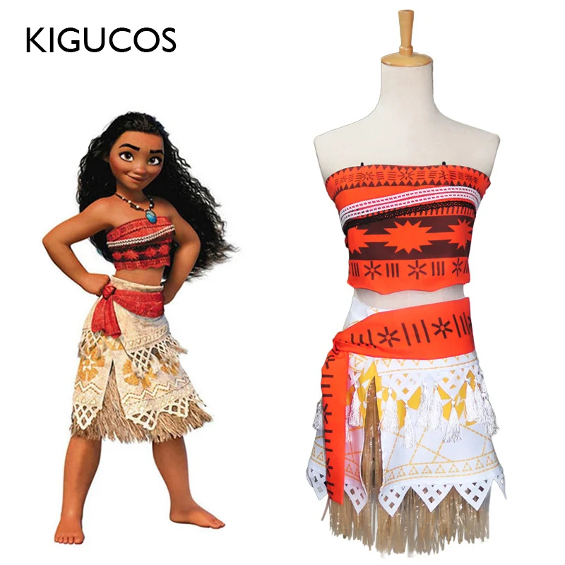 

Косплей Костюм принцессы Моаны KIGUCOS для взрослых и детей, костюм с ожерельем для женщин, костюмы на Хэллоуин, наряд для вечерние