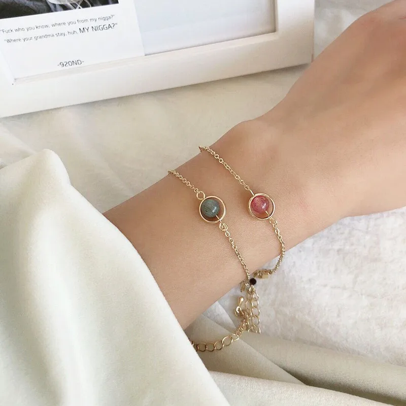 Счастливый мяч браслеты для женщин девочек 2020 лето маленький свежий натуральный