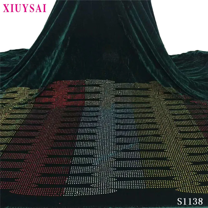 

2020 African Lace Fabric With Stones Nigerian Velvet Lace Fabric Embroiderey Wedding Party P1136