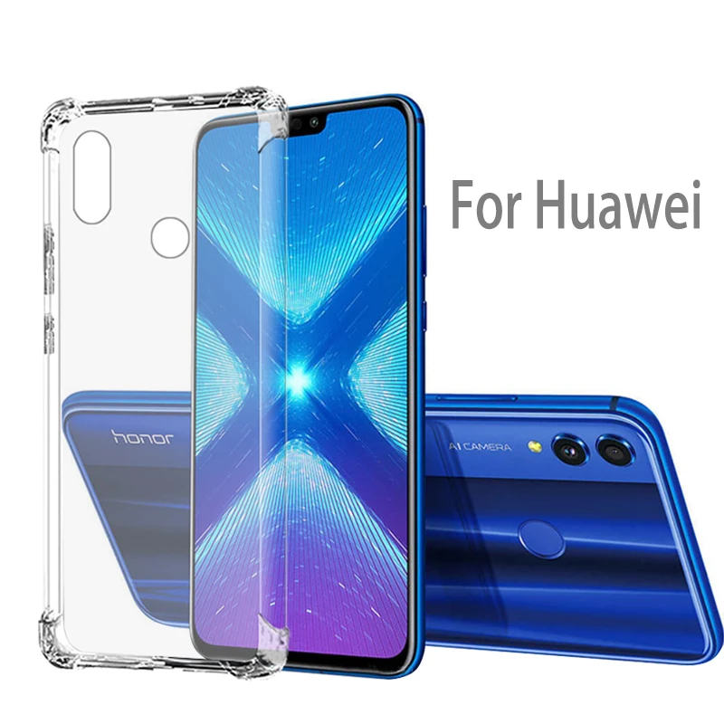 Силиконовый Прозрачный ударопрочный чехол из ТПУ для Huawei Honor 8A 8C 8S мягкий
