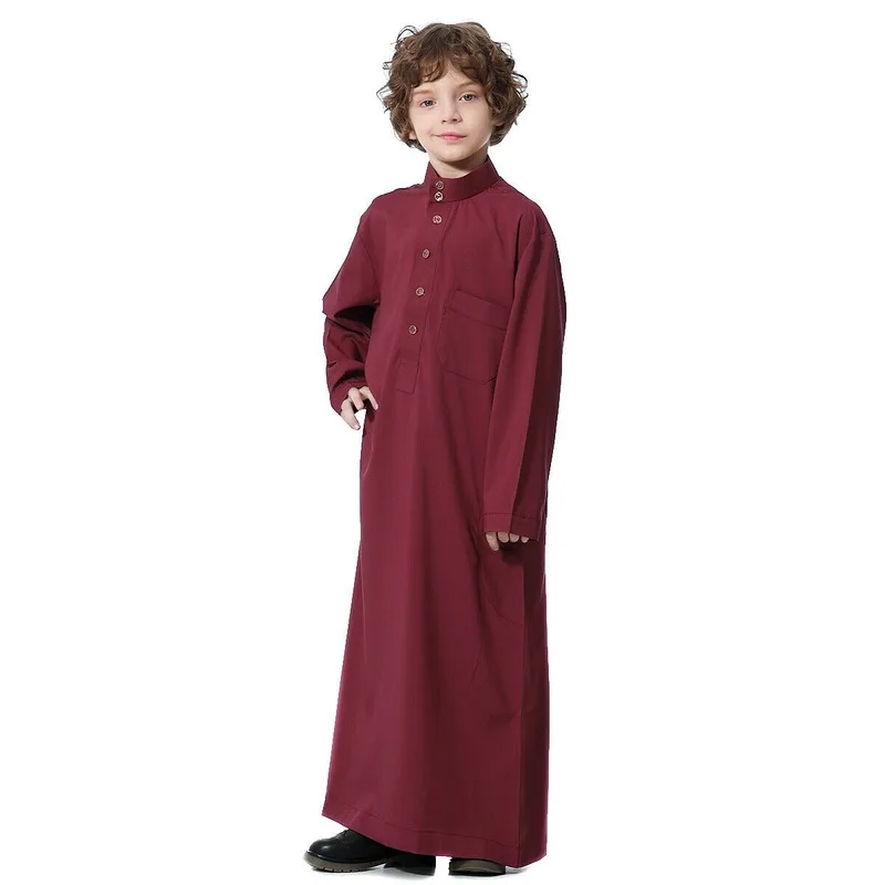 Muslim Kids Boys Clothes Long Sleeve Robe Thobe Jubba Islamic Abaya Middle East Arab Clothing Traditional Costumes Child Dresses