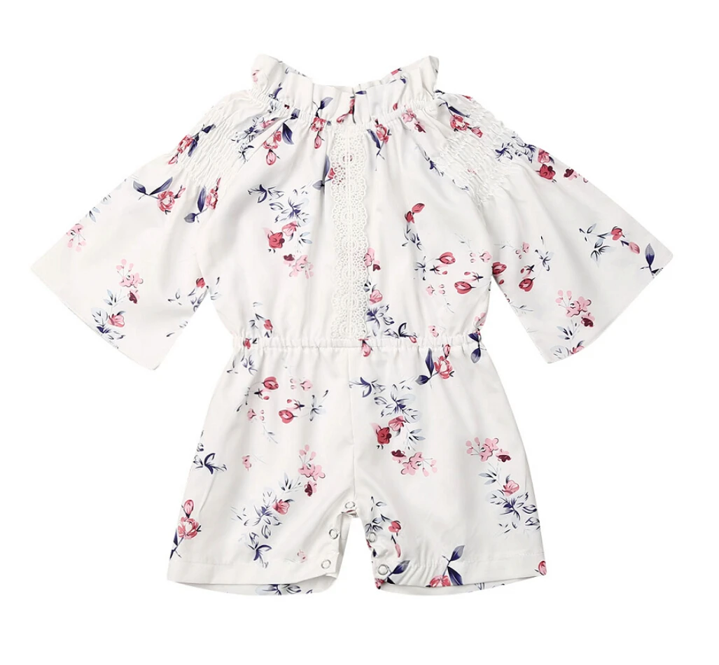 В наличии США Детский комбинезон с цветочным принтом для маленьких девочек боди