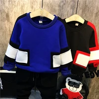 dfxd childrens sweatshirts new fashion winter baby boys long sleeve stitching thick pullover top kids cotton clothes 2 7years