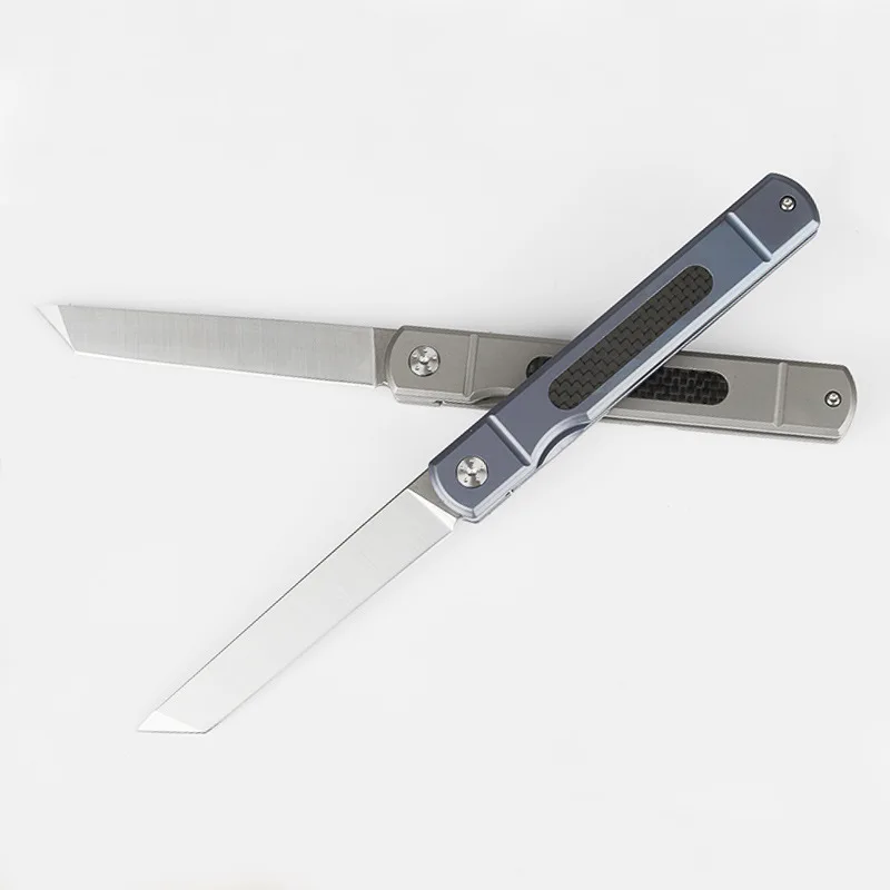 Online Baru Titanium Pisau Lipat D2 Blade Multi Fungsional Keliaran Bertahan Hidup Pisau EDC Camping Alat Kualitas Tinggi