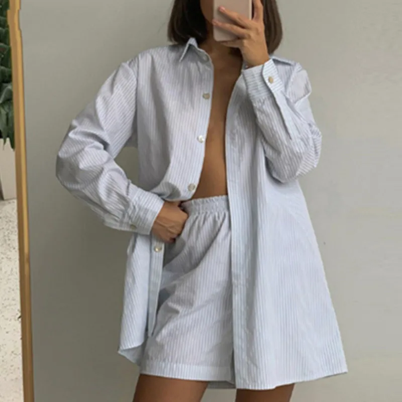 Повседневная женская желтая одежда для отдыха, летний спортивный костюм, комплект с шортами, рубашка с длинным рукавом и мини-шорты, костюм ...