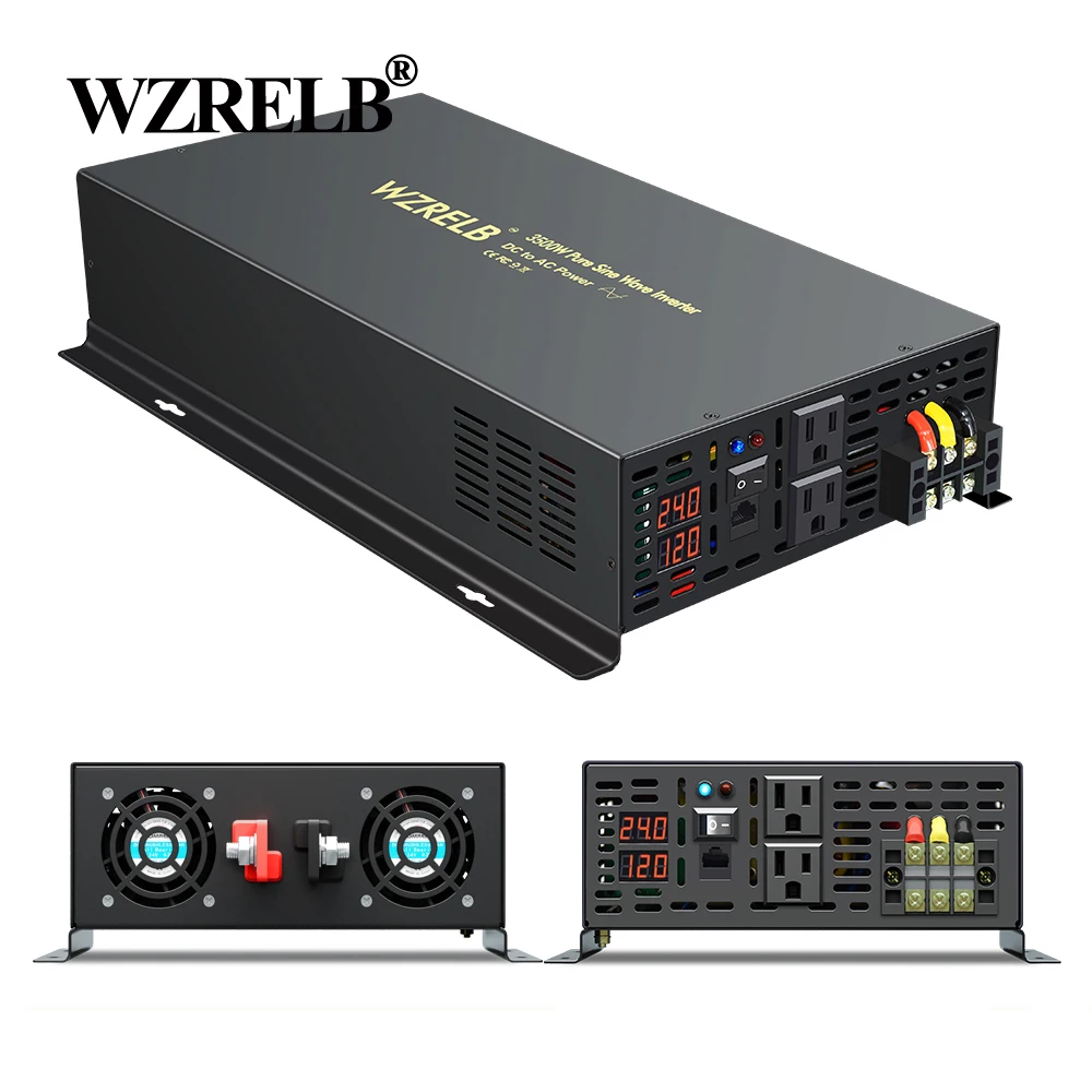 

Pure Sine Wave Inverter 3500W 24V to 220V Solar Power Inverter Converter 12V/48V/96V/110V DC to AC 120V/230V/240V Wired Control