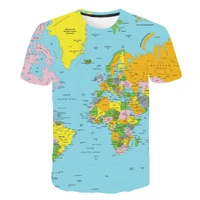 bright world map 3d printed mans t shirt fashion animation travel t shirt for men short sleeve t shirt clothing