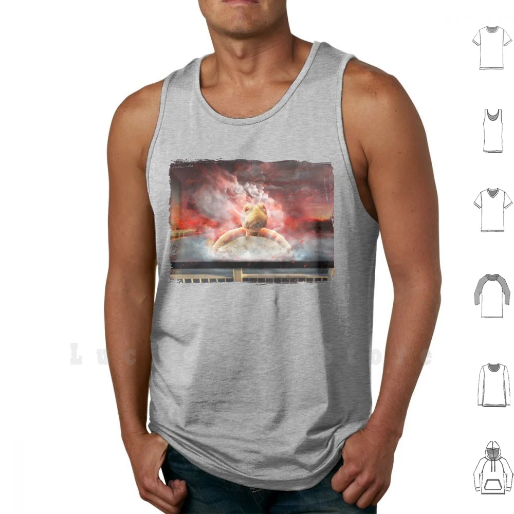 

Майка с черепахой-страшками, жилет, 100% хлопок, черепаха, монстр, гигант-страх, милый восхитительный огонь, ожог, кайдзю