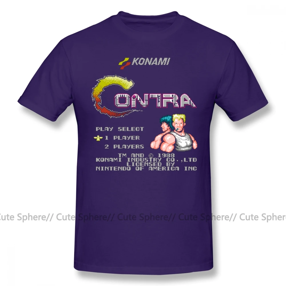 Contra футболка с коротким рукавом Классическая футболка забавная графическая Хлопковая мужская футболка больших размеров - Цвет: Purple