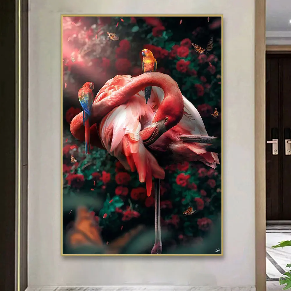 

Modern Style Flamingos Minimalist Canvas Painting Posters And Prints Nordic Wall Art Pictures For Living Room Bedroom Decoration