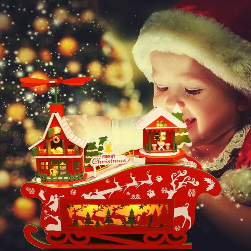 Горячая распродажа Рождественский деревянный кукольный домик DIY Xmas Decoraton сборный