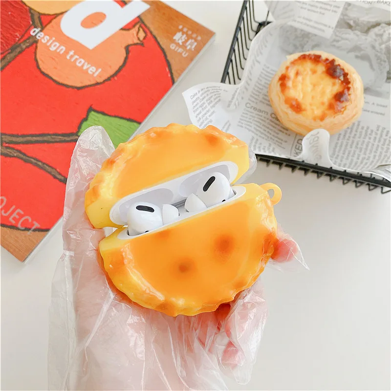 

For Airpods 1 2 Pro Case Cute Cartoon egg tart CAKE Food Cartoon Wireless Earphone Cover Cases for airpods PRO Case Funda