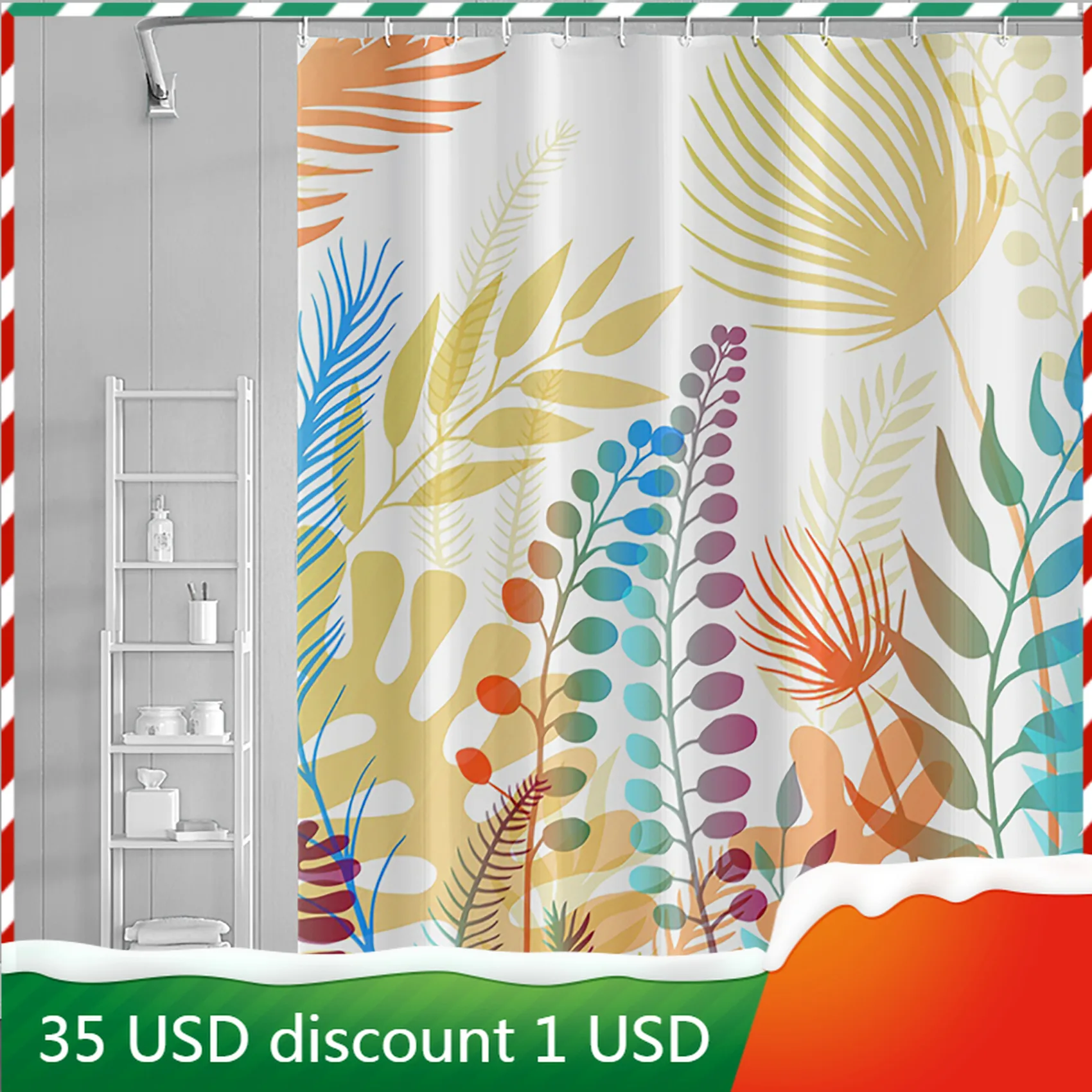 

Простая зеленая занавеска для душа в скандинавском стиле из полиэстера