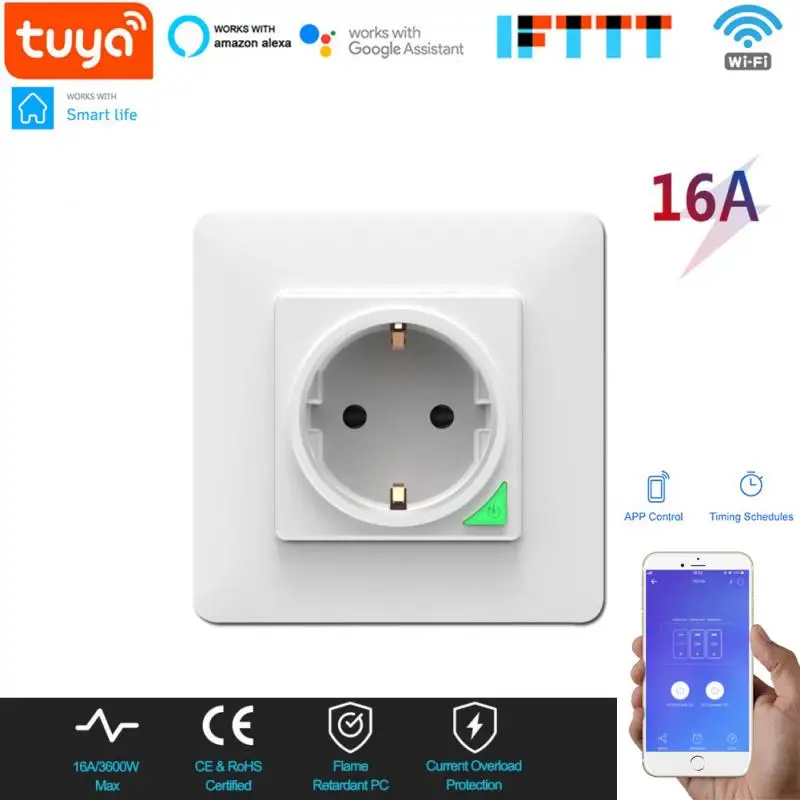 

Умная настенная розетка с поддержкой Wi-Fi, 220 В, 86 х86 мм, 16 А
