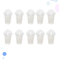 100pcs 360ml disposable clear cups with a hole dome lids for tea fruit tea with covers