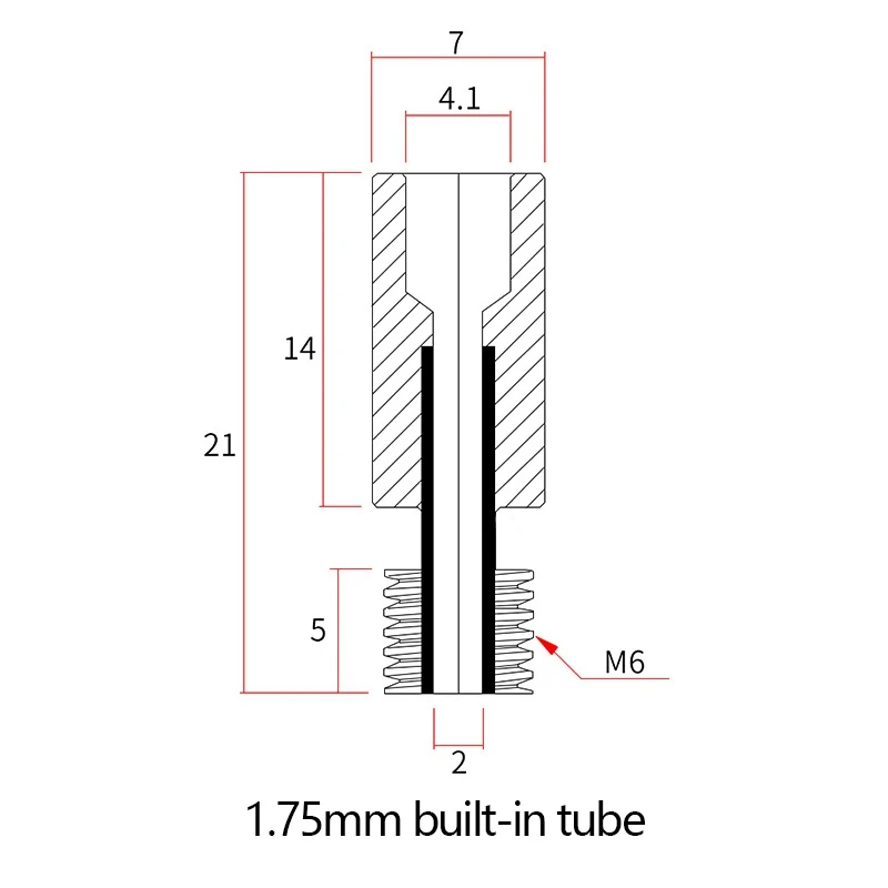 

10PCS Heat Break Hotend Throat Built-in Tube 1.75MM Filament for E3D V6 Hotend Heater Block 3D Printer Parts