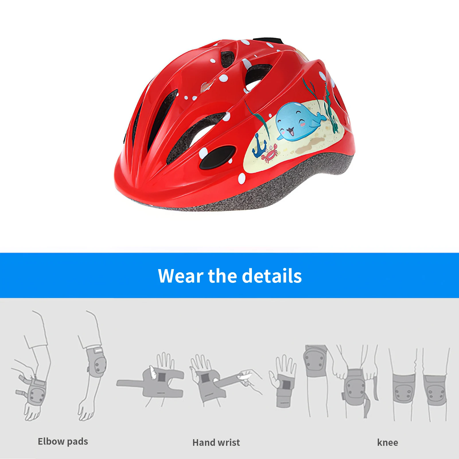 

7 Pcs Bicycle Protective Gear Set Knee Wrist Guard Elbow pads Skateboard Ice Skating Roller Knee Protector Guard For Kid