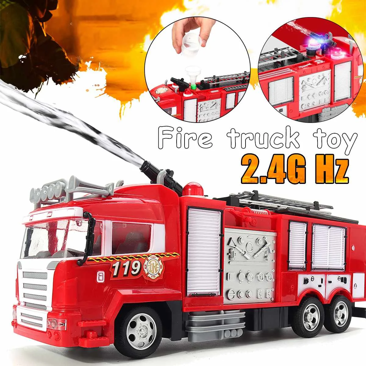 

Spray Water Truck Toy Fireman Electric Fire Truck Car Music Light Educational Toys Boy Kids Toy Gift With Remote Control